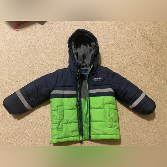 Boys size 4, small, puffer jacket, winter coat, green & blue, warm - Picture 1 of 4